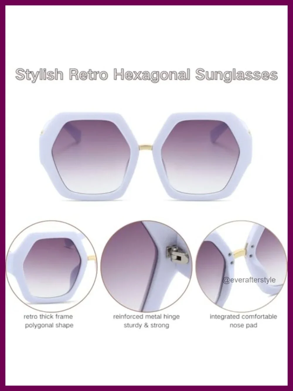 Oversized Hexagonal Retro Sunglasses for Women UV400 Polycarbonate
